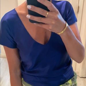 Blue Jes Wade v neck silk shirt